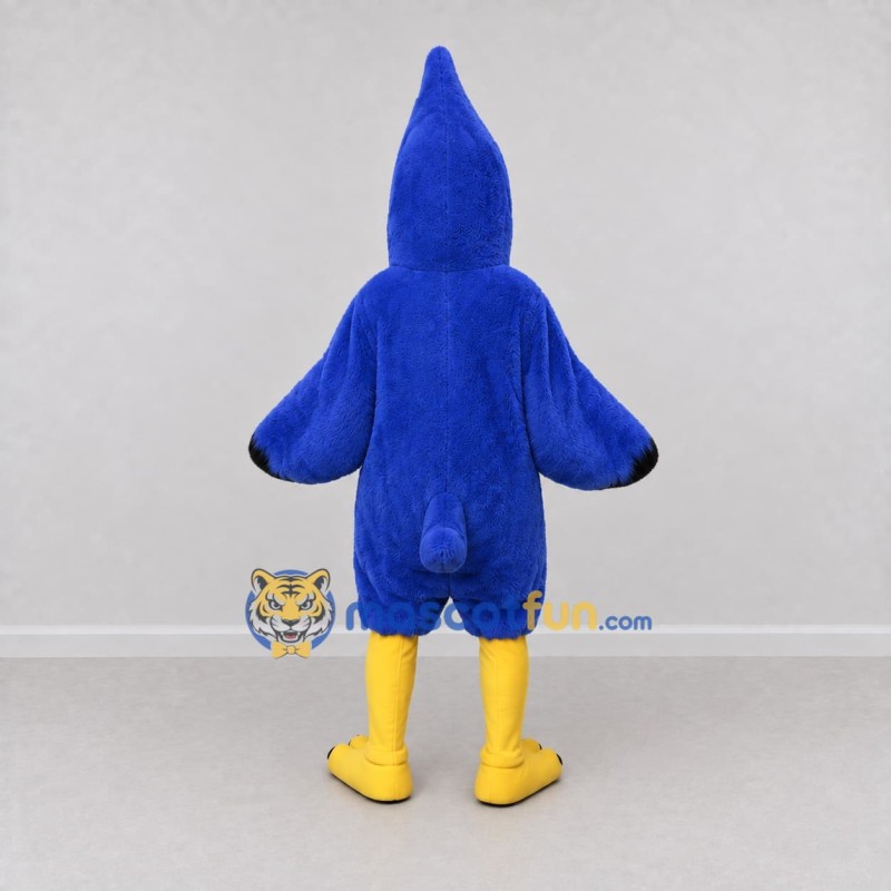 Custom Blue and Black Crested Bird Character Mascot Costume Adult Full Body Suit for Sports Events Custom Blue and Black Crested Bird Character Mascot Costume Adult Full Body Suit for Sports Events