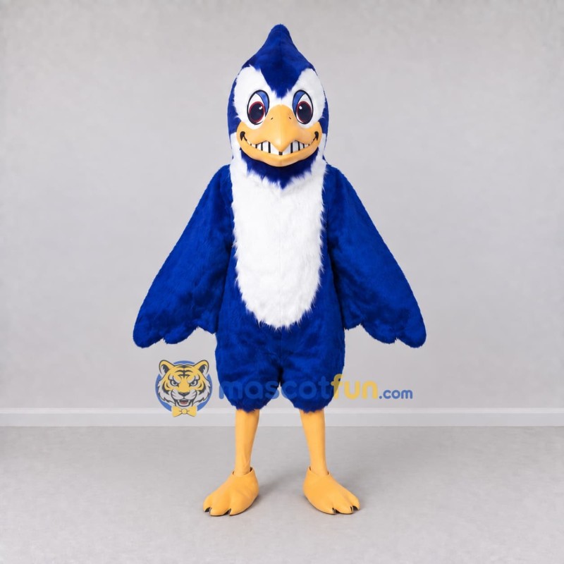 Custom Blue and White Toothy Bird Character Mascot Costume Adult Full Body Suit for Theme Parties Custom Blue and White Toothy Bird Character Mascot Costume Adult Full Body Suit for Theme Parties