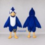 Custom Blue and White Toothy Bird Character Mascot Costume Adult Full Body Suit for Theme Parties