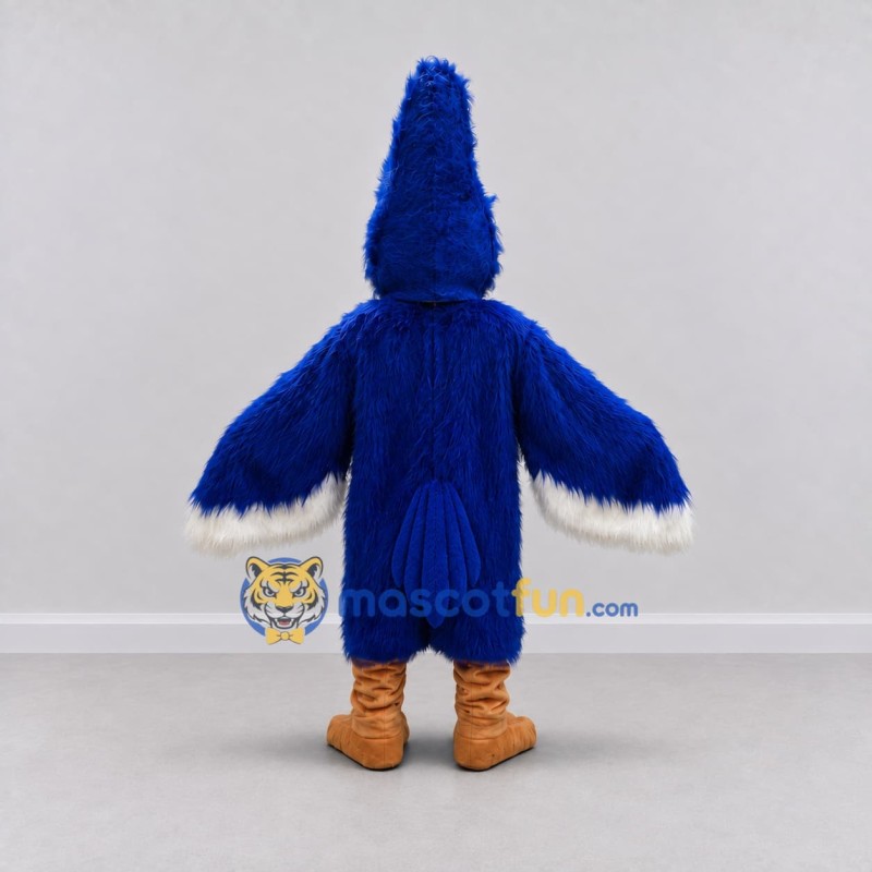 Custom Blue and White Crested Bird Character Mascot Costume Adult Full Body Suit for School Events Custom Blue and White Crested Bird Character Mascot Costume Adult Full Body Suit for School Events