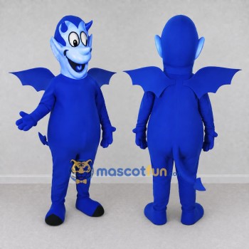 Custom Blue and White Winged Dragon Character Mascot Costume Adult Full Body Suit for Theme Parties