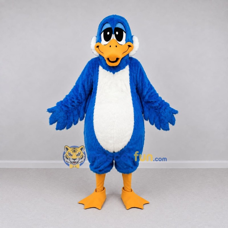 Custom Blue and White Duck Character Mascot Costume Adult Full Body Suit for School Events Custom Blue and White Duck Character Mascot Costume Adult Full Body Suit for School Events