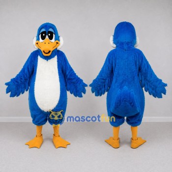 Custom Blue and White Duck Character Mascot Costume Adult Full Body Suit for School Events
