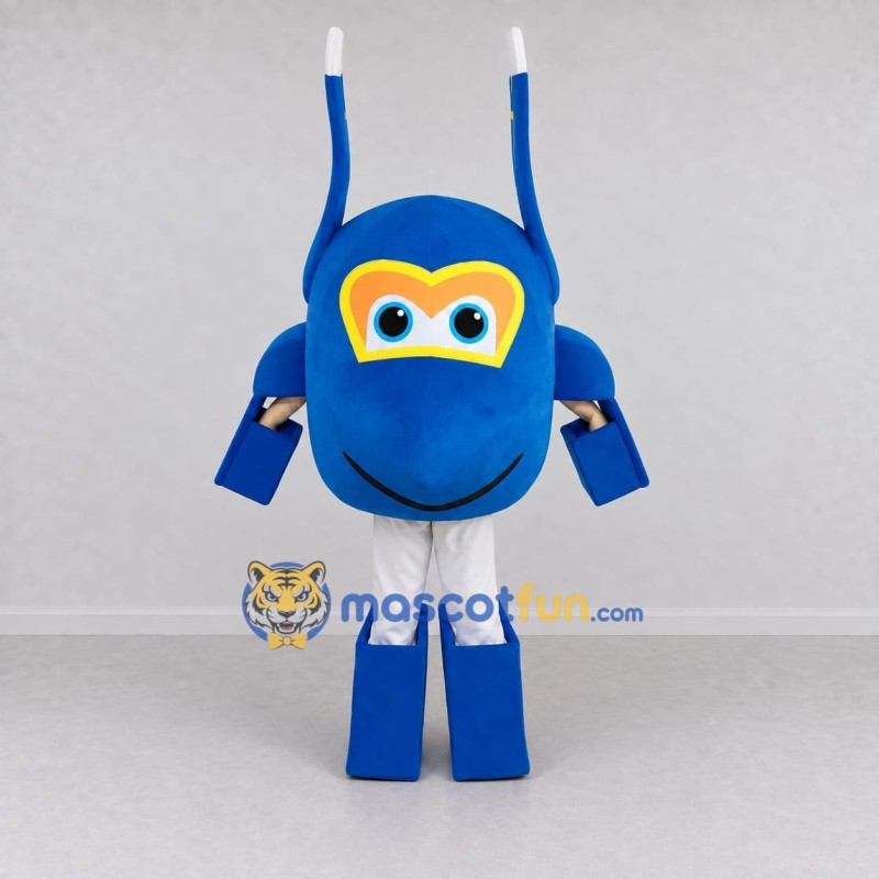 Custom Blue and White Antenna Robot Character Mascot Costume Adult Full Body Suit for Theme Parties Custom Blue and White Antenna Robot Character Mascot Costume Adult Full Body Suit for Theme Parties