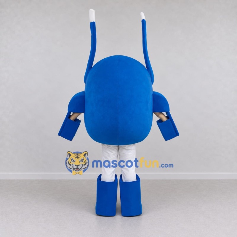 Custom Blue and White Antenna Robot Character Mascot Costume Adult Full Body Suit for Theme Parties Custom Blue and White Antenna Robot Character Mascot Costume Adult Full Body Suit for Theme Parties