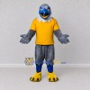 Custom Gray and Yellow Bird Character in a T-Shirt Mascot Costume Adult Full Body Suit for Sports Events Custom Gray and Yellow Bird Character in a T-Shirt Mascot Costume Adult Full Body Suit for Sports Events