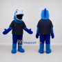 Custom Blue and Navy Bird Character in a T-Shirt Mascot Costume Adult Full Body Suit for School Events