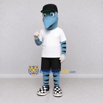 Custom Blue and Black Bird Character in Streetwear Mascot Costume Adult Full Body Suit for Theme Parties