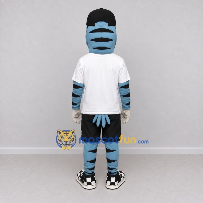 Custom Blue and Black Bird Character in Streetwear Mascot Costume Adult Full Body Suit for Theme Parties Custom Blue and Black Bird Character in Streetwear Mascot Costume Adult Full Body Suit for Theme Parties