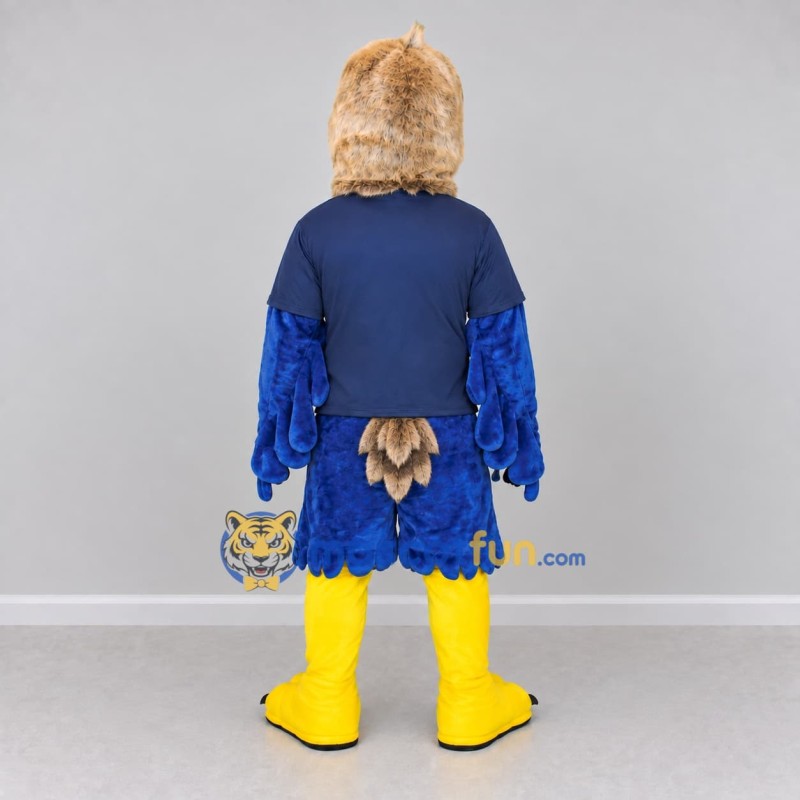 Custom Blue and Tan Eagle Character in Sportswear Mascot Costume Adult Full Body Suit for Sports Events Custom Blue and Tan Eagle Character in Sportswear Mascot Costume Adult Full Body Suit for Sports Events
