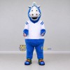 Custom Blue and White Unicorn Character in a Jersey Mascot Costume Adult Full Body Suit for Sports Events Custom Blue and White Unicorn Character in a Jersey Mascot Costume Adult Full Body Suit for Sports Events