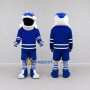 Custom White and Blue Bird Character in Sportswear Mascot Costume Adult Full Body Suit for Sports Events