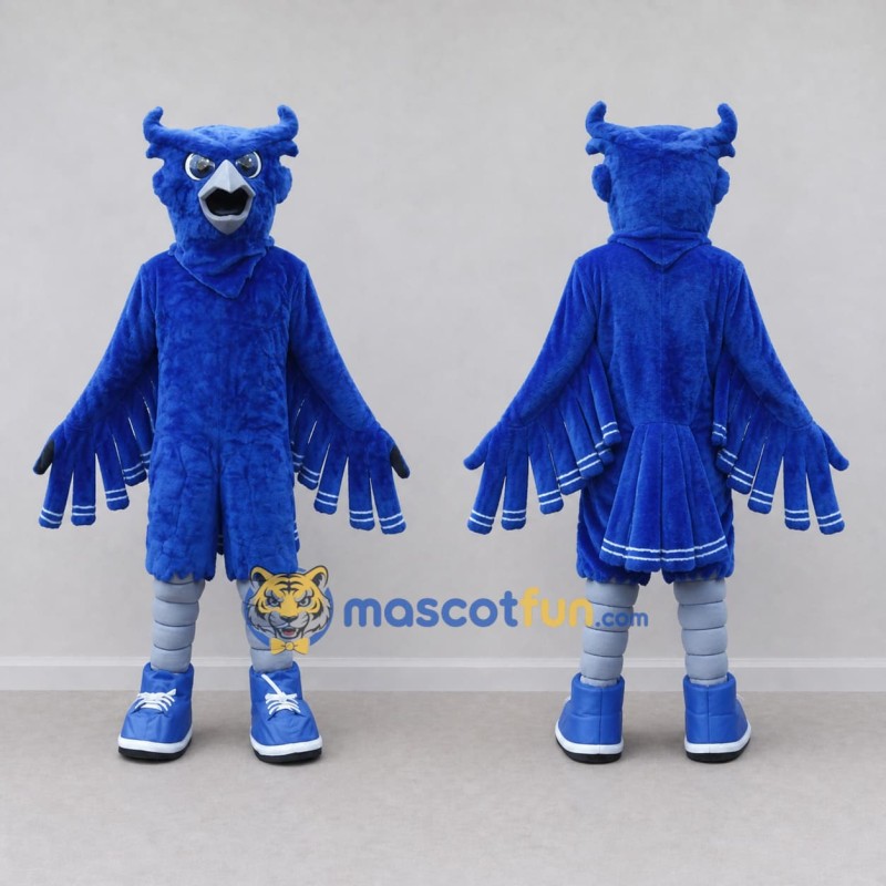 Custom Blue and Gray Owl Character Mascot Costume Adult Full Body Suit for Sports Events Custom Blue and Gray Owl Character Mascot Costume Adult Full Body Suit for Sports Events