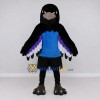 Custom Black and Blue Bird Character in Sportswear Mascot Costume Adult Full Body Suit for Sports Events Custom Black and Blue Bird Character in Sportswear Mascot Costume Adult Full Body Suit for Sports Events