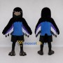Custom Black and Blue Bird Character in Sportswear Mascot Costume Adult Full Body Suit for Sports Events