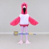 Custom Pink and White Flamingo Character in a Jersey Mascot Costume Adult Full Body Suit for Sports Events Custom Pink and White Flamingo Character in a Jersey Mascot Costume Adult Full Body Suit for Sports Events