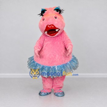 Custom Pink and Blue Hippo Ballerina Character Mascot Costume Adult Full Body Suit for Dance Events Custom Pink and Blue Hippo Ballerina Character Mascot Costume Adult Full Body Suit for Dance Events