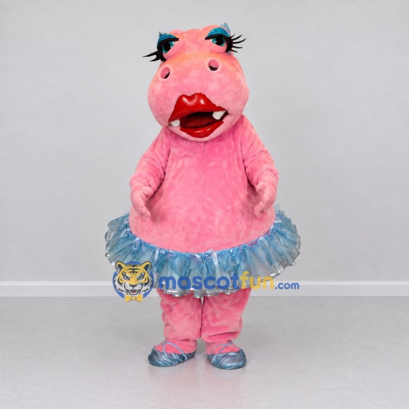 Custom Pink and Blue Hippo Ballerina Character Mascot Costume Adult Full Body Suit for Dance Events Custom Pink and Blue Hippo Ballerina Character Mascot Costume Adult Full Body Suit for Dance Events