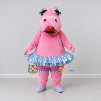 Custom Pink and Blue Hippo Ballerina Character Mascot Costume Adult Full Body Suit for Dance Events Custom Pink and Blue Hippo Ballerina Character Mascot Costume Adult Full Body Suit for Dance Events