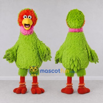 Custom Green and Orange Bird Character Mascot Costume Adult Full Body Suit for School Events
