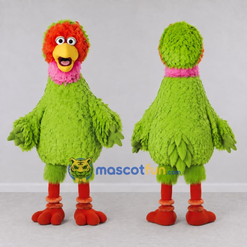 Custom Green and Orange Bird Character Mascot Costume Adult Full Body Suit for School Events Custom Green and Orange Bird Character Mascot Costume Adult Full Body Suit for School Events
