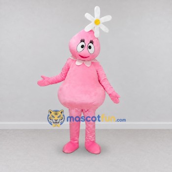 Custom Pink and White Flower Sprite Character Mascot Costume Adult Full Body Suit for Garden Events Custom Pink and White Flower Sprite Character Mascot Costume Adult Full Body Suit for Garden Events