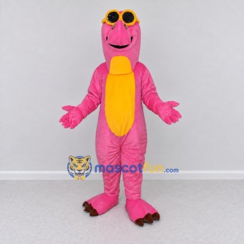 Custom Pink and Yellow Reptile Character with Sunglasses Mascot Costume Adult Full Body Suit for Theme Parties Custom Pink and Yellow Reptile Character with Sunglasses Mascot Costume Adult Full Body Suit for Theme Parties