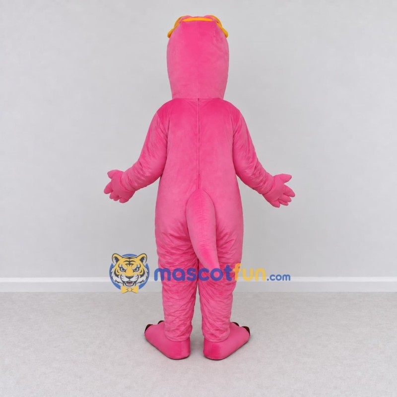 Custom Pink and Yellow Reptile Character with Sunglasses Mascot Costume Adult Full Body Suit for Theme Parties Custom Pink and Yellow Reptile Character with Sunglasses Mascot Costume Adult Full Body Suit for Theme Parties