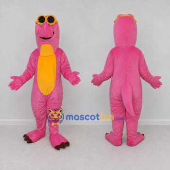 Custom Pink and Yellow Reptile Character with Sunglasses Mascot Costume Adult Full Body Suit for Theme Parties
