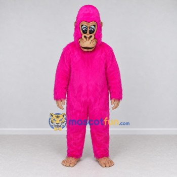 Custom Pink and Tan Gorilla Character Mascot Costume Adult Full Body Suit for Theme Parties