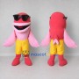 Custom Pink and Yellow Dolphin Character in Shorts Mascot Costume Adult Full Body Suit for Summer Events