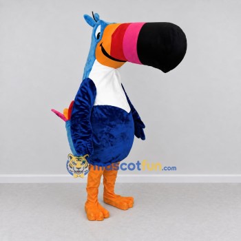 Custom Blue and Orange Toucan Character Mascot Costume Adult Full Body Suit for Wildlife Events