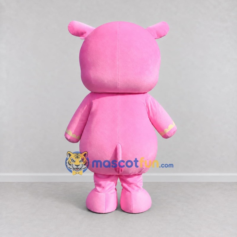 Custom Pink and White Rhino Character Mascot Costume Adult Full Body Suit for School Events Custom Pink and White Rhino Character Mascot Costume Adult Full Body Suit for School Events