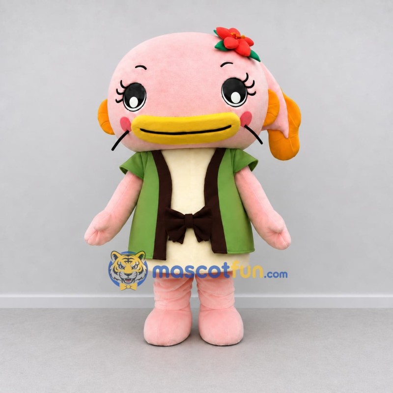 Custom Pink and Green Duck-Billed Fantasy Character Mascot Costume Adult Full Body Suit for Theme Parties