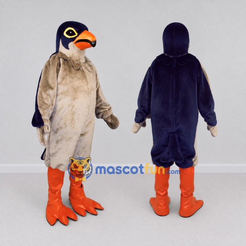 Custom Navy and Cream Bird Character Mascot Costume Adult Full Body Suit for Wildlife Events Custom Navy and Cream Bird Character Mascot Costume Adult Full Body Suit for Wildlife Events