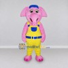 Custom Pink and Yellow Elephant Character in Overalls Mascot Costume Adult Full Body Suit for School Events