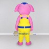 Custom Pink and Yellow Elephant Character in Overalls Mascot Costume Adult Full Body Suit for School Events
