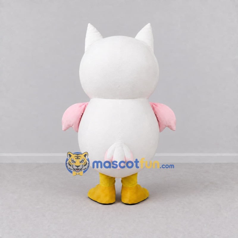 Custom White and Pink Owl Character Mascot Costume Adult Full Body Suit for School Events Custom White and Pink Owl Character Mascot Costume Adult Full Body Suit for School Events