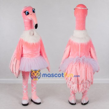 Custom Pink and White Flamingo Ballerina Character Mascot Costume Adult Full Body Suit for Dance Events