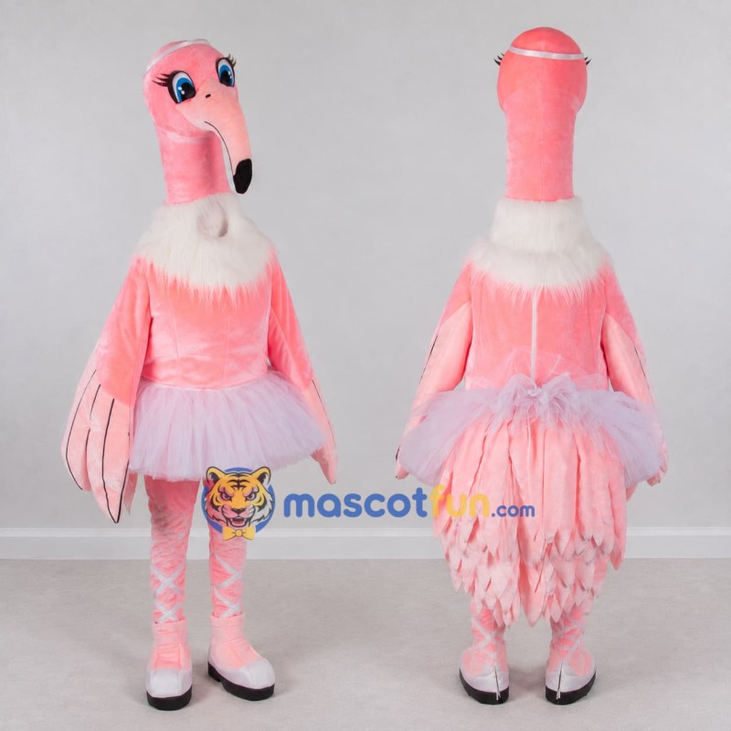 Custom Pink and White Flamingo Ballerina Character Mascot Costume Adult Full Body Suit for Dance Events Custom Pink and White Flamingo Ballerina Character Mascot Costume Adult Full Body Suit for Dance Events