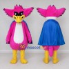 Custom Pink and Blue Owl Character with a Cape Mascot Costume Adult Full Body Suit for Theme Parties Custom Pink and Blue Owl Character with a Cape Mascot Costume Adult Full Body Suit for Theme Parties