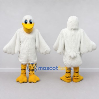 Custom White and Yellow Duck Character Mascot Costume Adult Full Body Suit for Farm Events