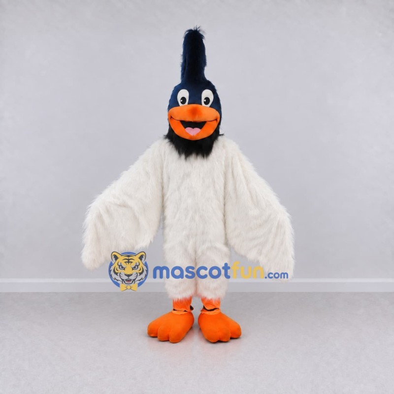 Custom White and Black Crested Bird Character Mascot Costume Adult Full Body Suit for Theme Parties Custom White and Black Crested Bird Character Mascot Costume Adult Full Body Suit for Theme Parties