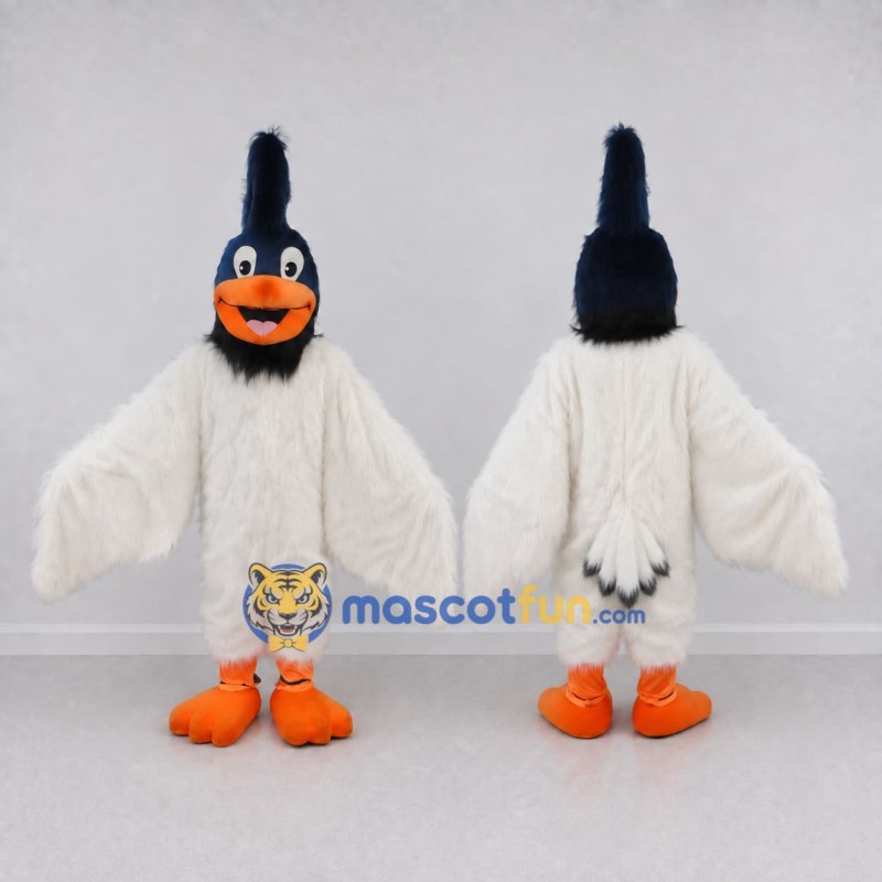 Custom White and Black Crested Bird Character Mascot Costume Adult Full Body Suit for Theme Parties Custom White and Black Crested Bird Character Mascot Costume Adult Full Body Suit for Theme Parties