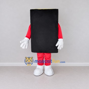 Custom Black and Red Rectangle Character Mascot Costume Adult Full Body Suit for Community Events Custom Black and Red Rectangle Character Mascot Costume Adult Full Body Suit for Community Events