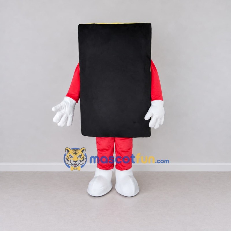 Custom Black and Red Rectangle Character Mascot Costume Adult Full Body Suit for Community Events Custom Black and Red Rectangle Character Mascot Costume Adult Full Body Suit for Community Events