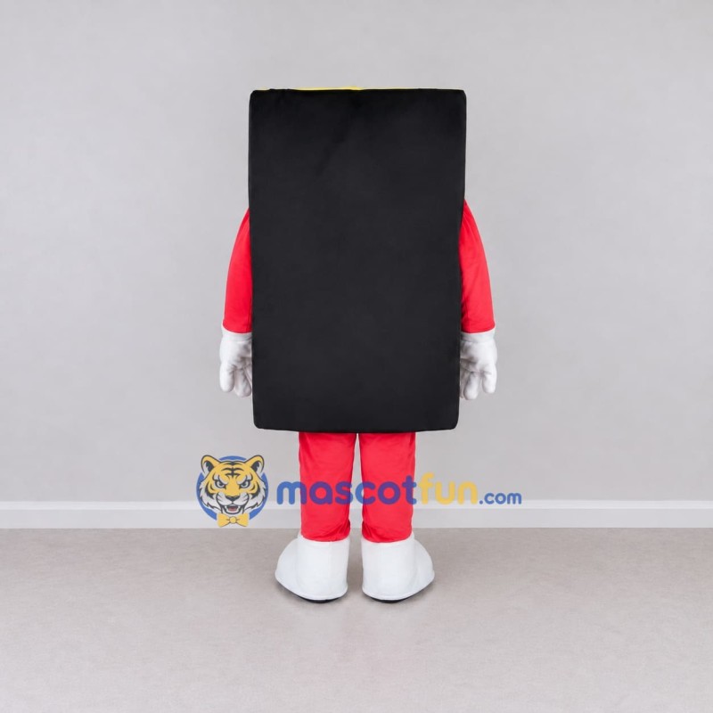 Custom Black and Red Rectangle Character Mascot Costume Adult Full Body Suit for Community Events Custom Black and Red Rectangle Character Mascot Costume Adult Full Body Suit for Community Events