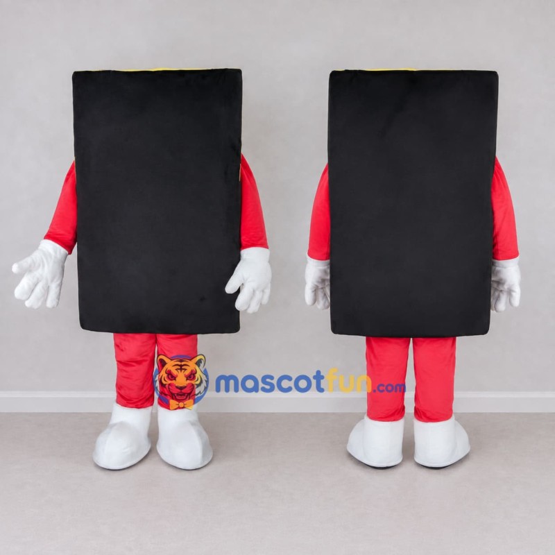 Custom Black and Red Rectangle Character Mascot Costume Adult Full Body Suit for Community Events Custom Black and Red Rectangle Character Mascot Costume Adult Full Body Suit for Community Events