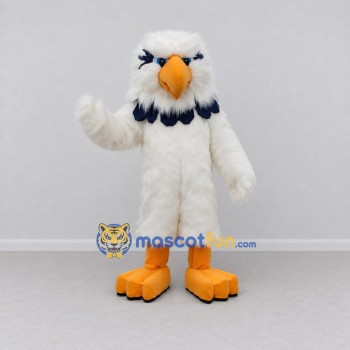 Custom White and Navy Owl Character Mascot Costume Adult Full Body Suit for School Events