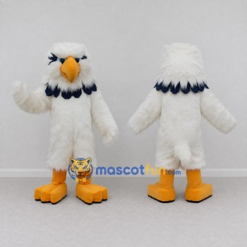 Custom White and Navy Owl Character Mascot Costume Adult Full Body Suit for School Events